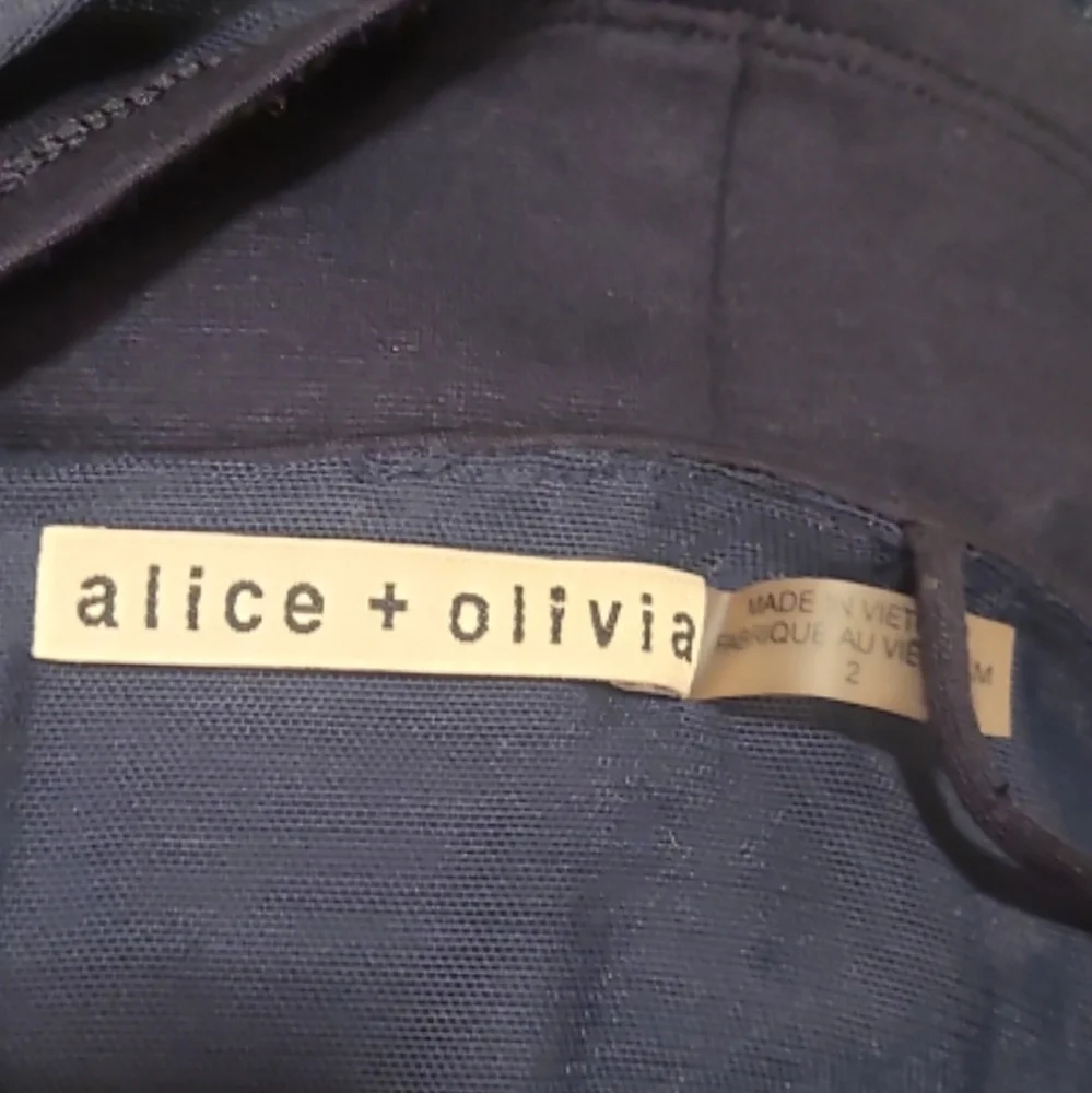 ALICE + OLIVIA | Dark Blue Flared Spaghetti Strap Mini Dress in Size 2 - Picture 6 of 7